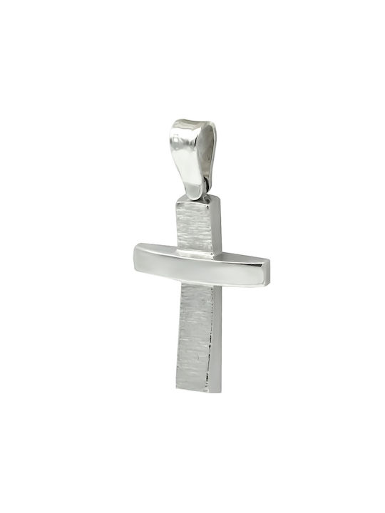 Men's White Gold Cross 14K