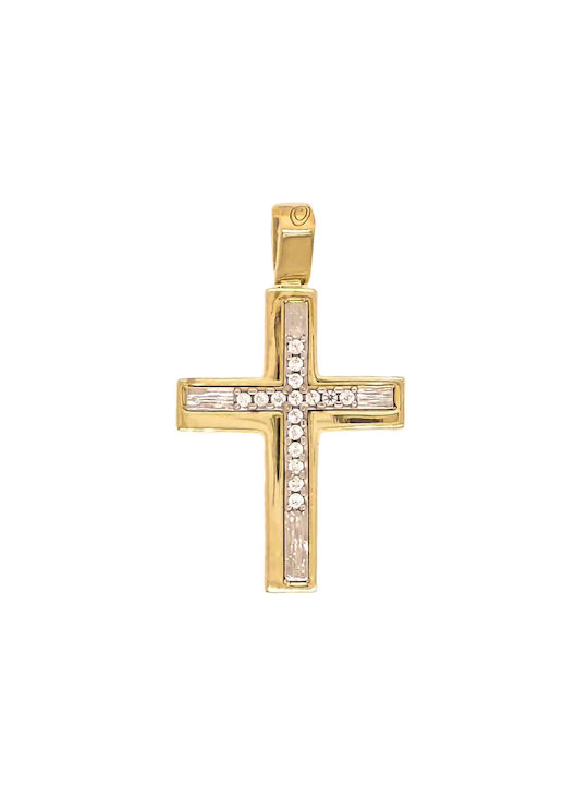 Daskalakis Women's Gold Cross 14K Double Sided