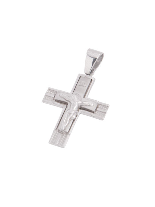 Men's White Gold Cross 14K with the Crucified