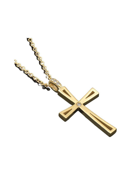 Damen Gold Kreuz 14K mit Kette