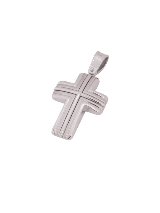 Men's White Gold Cross 14K