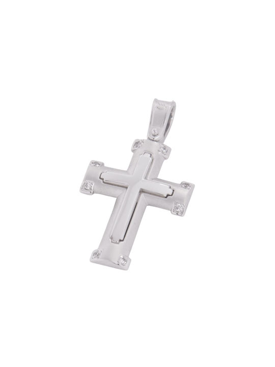 Men's White Gold Cross 14K