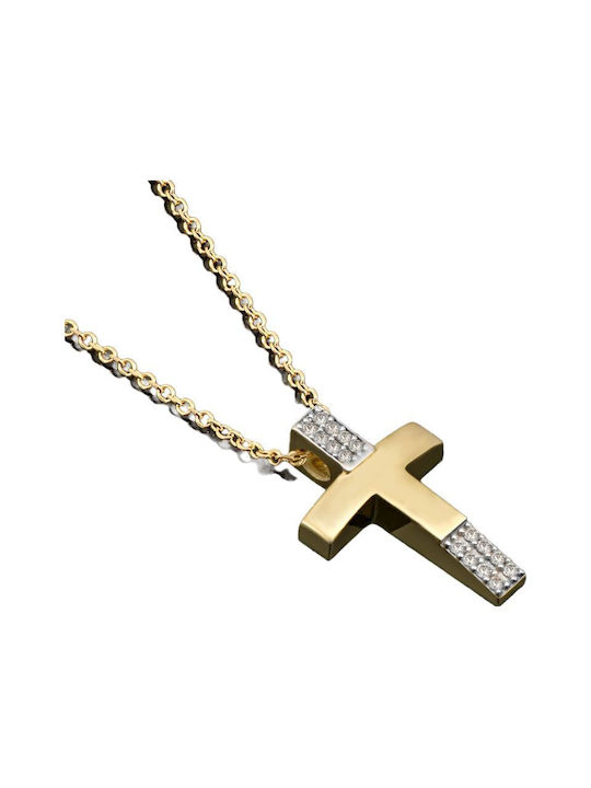 Damen Gold Kreuz 14K mit Kette