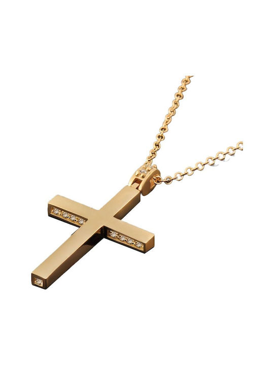 Damen Gold Kreuz 14K mit Kette