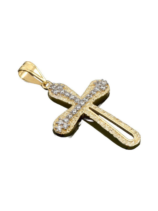 Damen Gold Kreuz 14K mit Kette