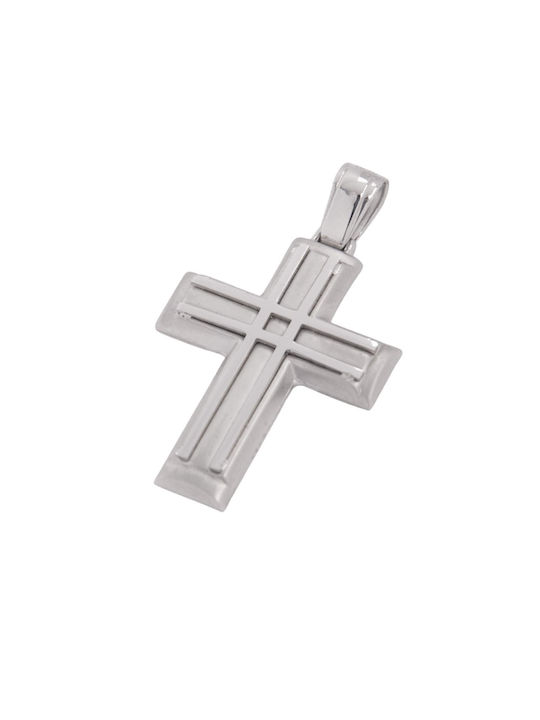 Men's White Gold Cross 14K