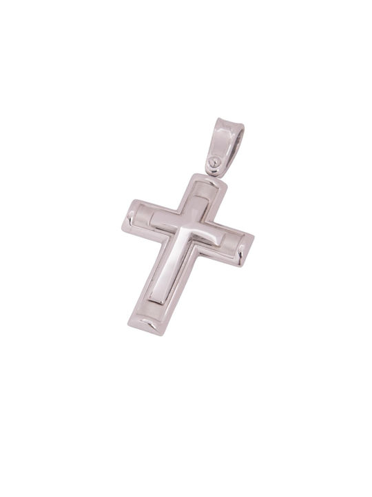 Men's White Gold Cross 14K