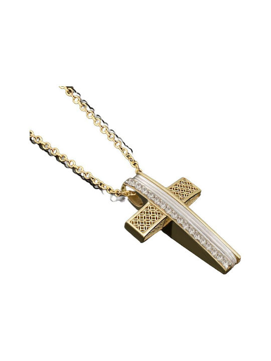 Damen Gold Kreuz 14K mit Kette