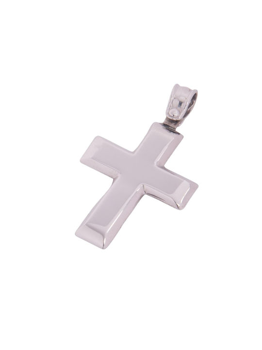 Men's White Gold Cross 14K