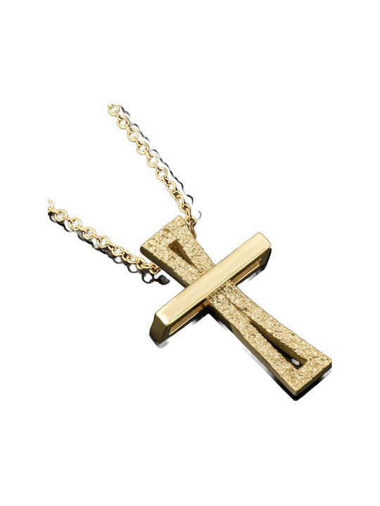 Damen Gold Kreuz 14K mit Kette