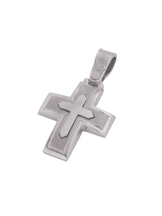 Men's White Gold Cross 14K