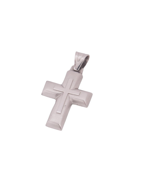 Men's White Gold Cross 14K