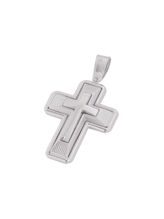 Men's White Gold Cross 14K