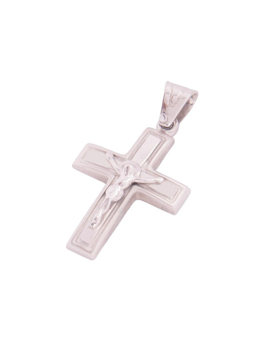 Men's White Gold Cross 14K with the Crucified