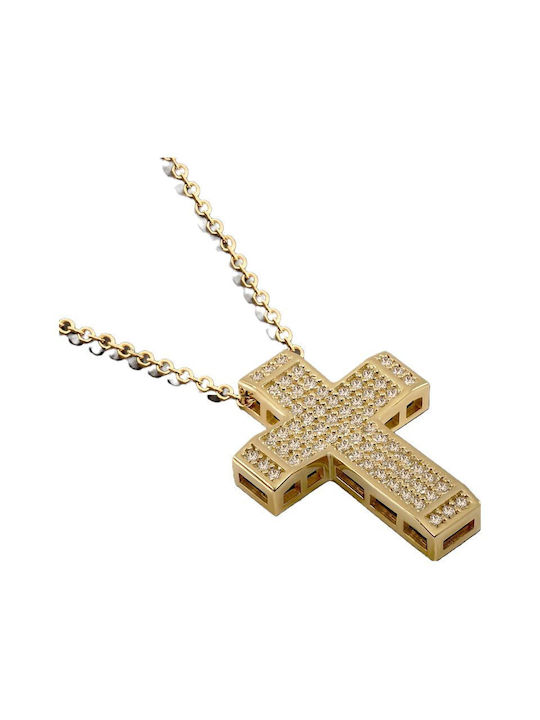 Damen Gold Kreuz 14K mit Kette