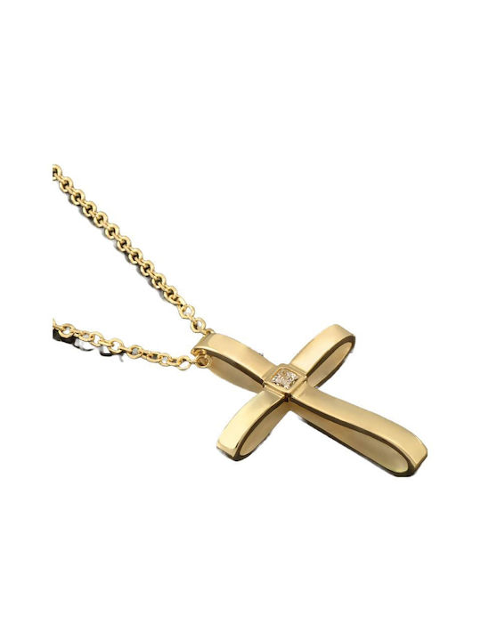 Damen Gold Kreuz 14K mit Kette