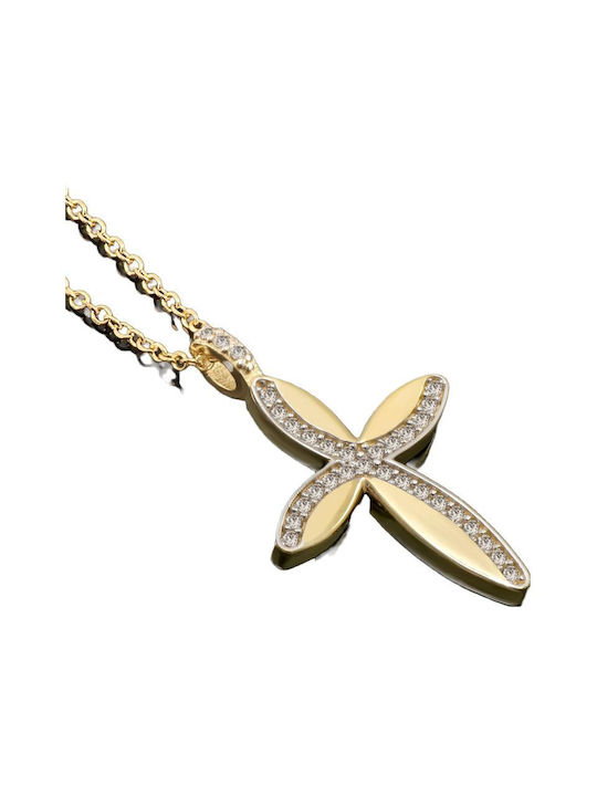 Damen Gold Kreuz 14K mit Kette