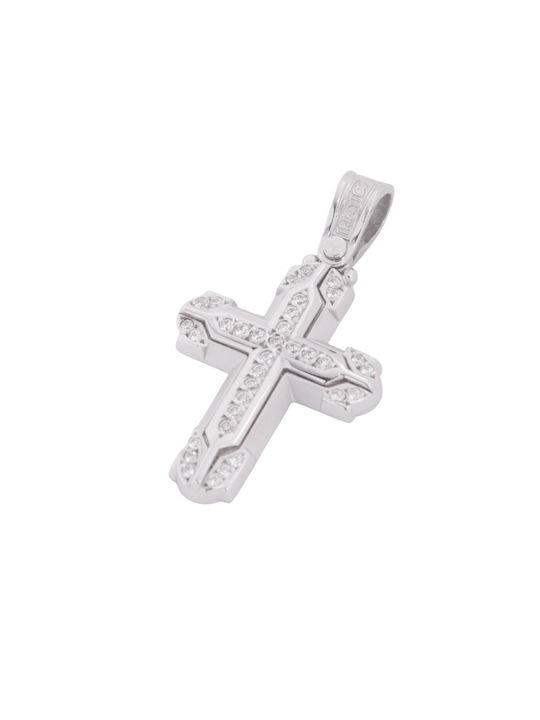 Men's White Gold Cross 14K