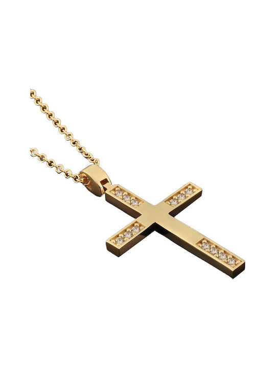 Damen Gold Kreuz 14K mit Kette