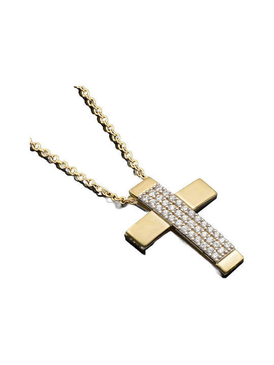 Damen Gold Kreuz 14K mit Kette