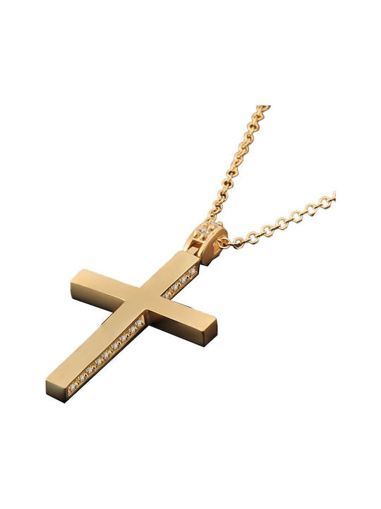 Damen Gold Kreuz 14K mit Kette