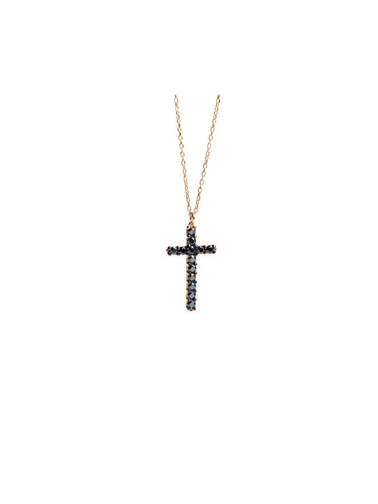 Roségold Kreuz 14K mit Kette