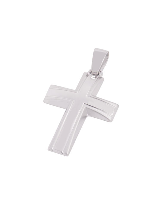 Men's White Gold Cross 14K