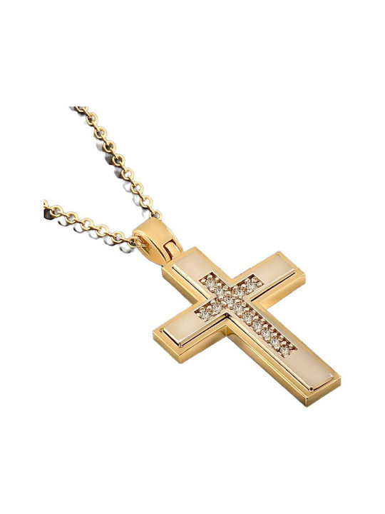 Damen Gold Kreuz 14K mit Kette