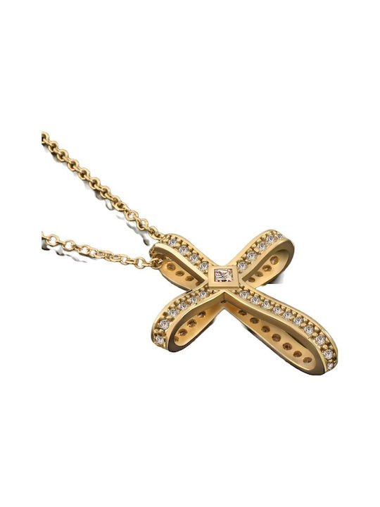 Damen Gold Kreuz 14K mit Kette