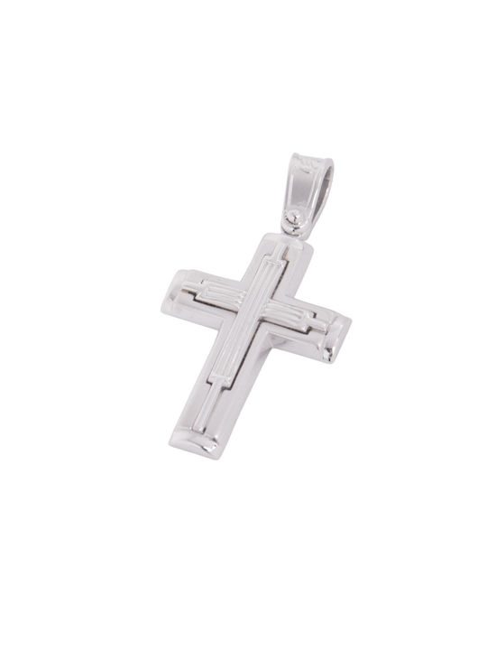 Men's White Gold Cross 14K