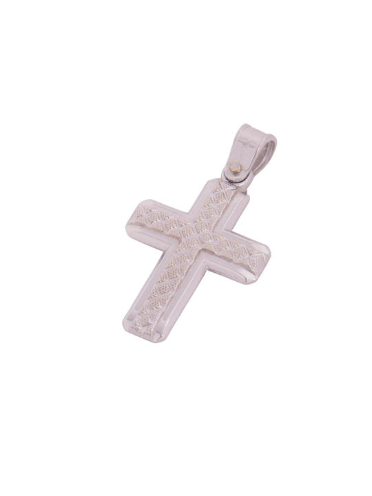 Men's White Gold Cross 14K