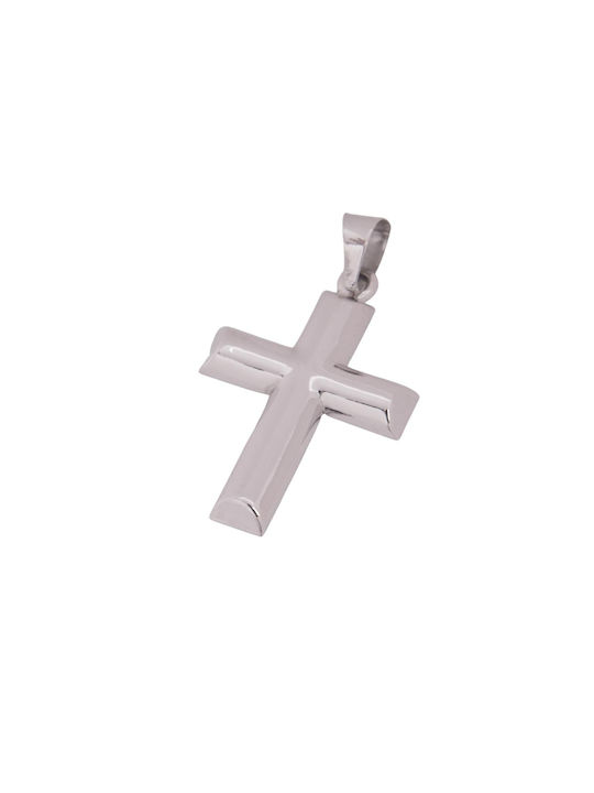 Men's White Gold Cross 14K