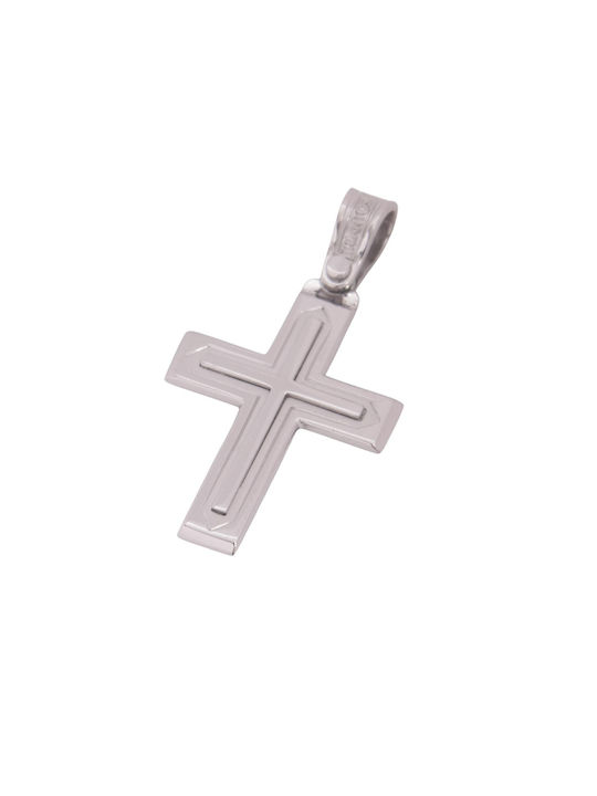 Men's White Gold Cross 14K