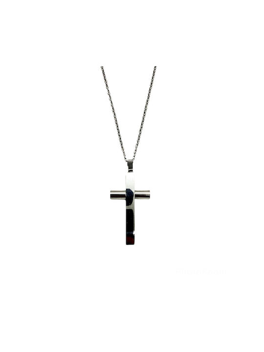 Men's Cross from Steel with Chain