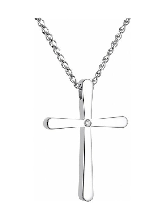 White Gold Cross 18K with Chain