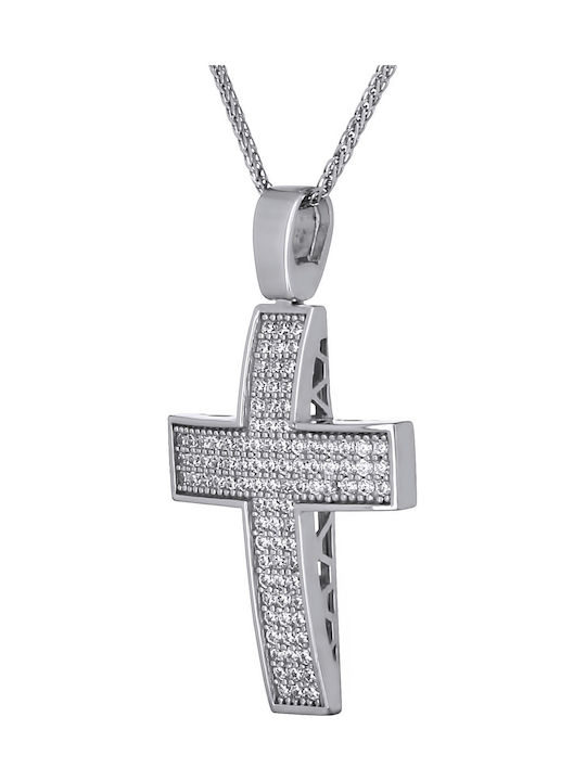 Damen Weißgold Kreuz 14K