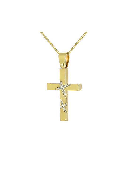 Damen Gold Kreuz 9K mit Kette