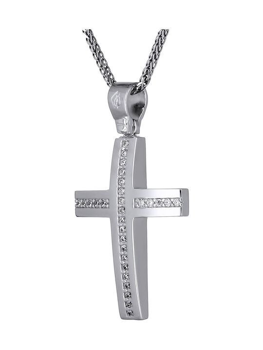 Damen Weißgold Kreuz 14K