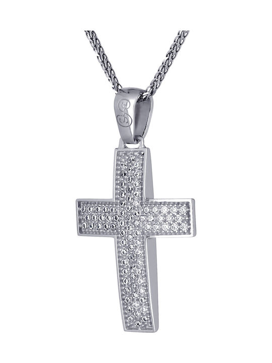 Damen Weißgold Kreuz 14K