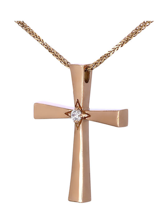 Damen Roségold Kreuz 14K