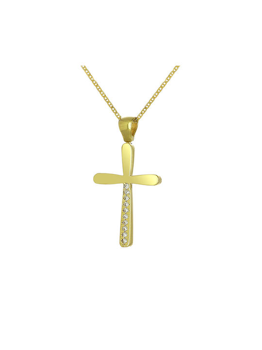 Damen Gold Kreuz 9K mit Kette