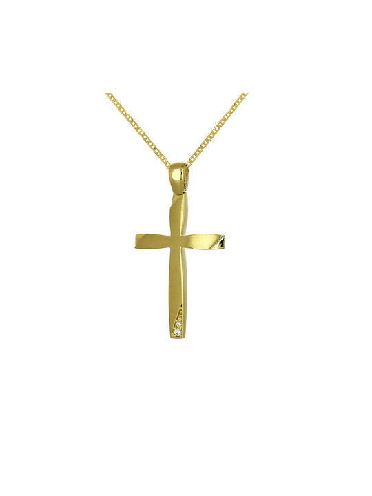 Damen Gold Kreuz 9K mit Kette