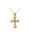 Damen Gold Byzantinisch Kreuz 9K mit Kette