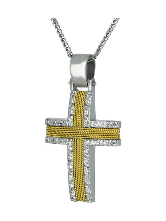 Damen Weißgold Kreuz 14K