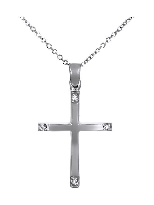 Women's White Gold Cross 18K