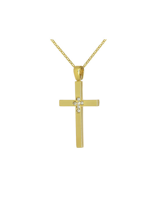 Damen Gold Kreuz 9K mit Kette