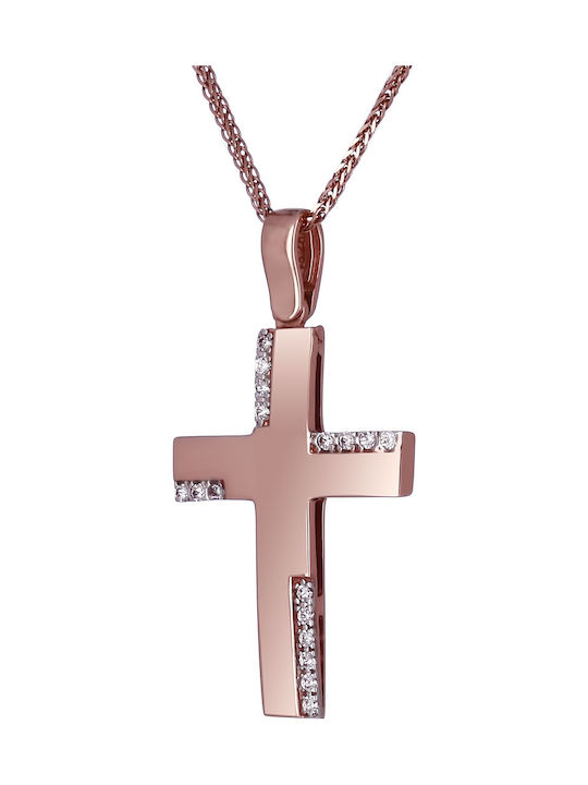 Femeiesc Aur roz Cruce 14K