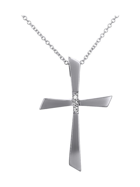 White Gold Cross 14K with Chain