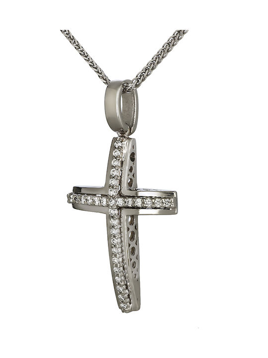 Women's White Gold Cross 18K