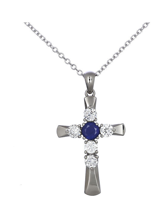 Women's White Gold Cross 18K